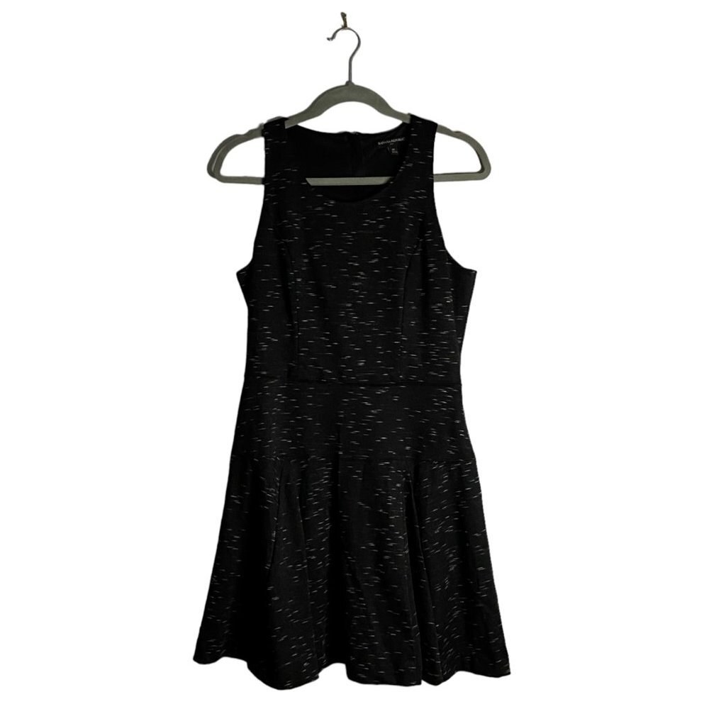 Banana Republic Women's Black Patterned Sleeveless A-Line Dress